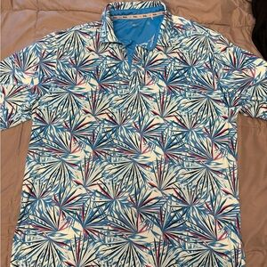 Walter Hagen Blue and White Patterned Polo Shirt